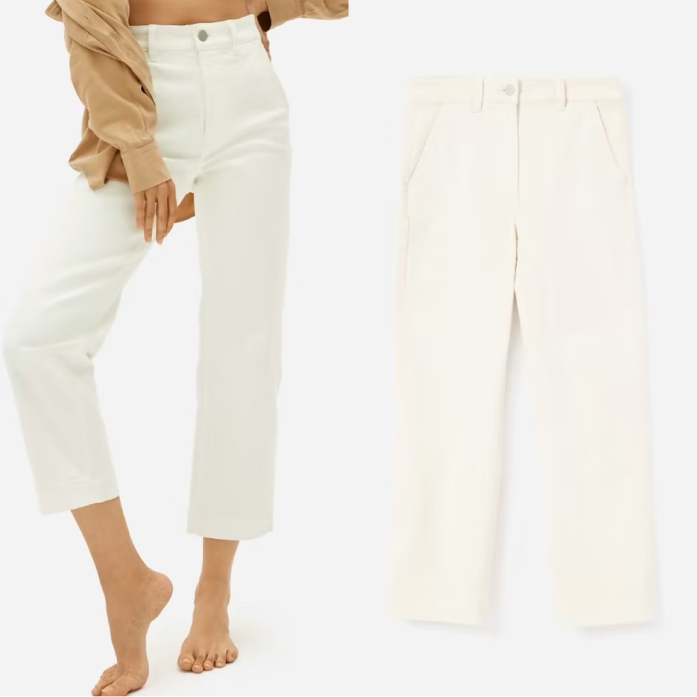 Everlane The Straight Leg Crop Cream Stone Denim Jeans 2 - Picture 1 of 7